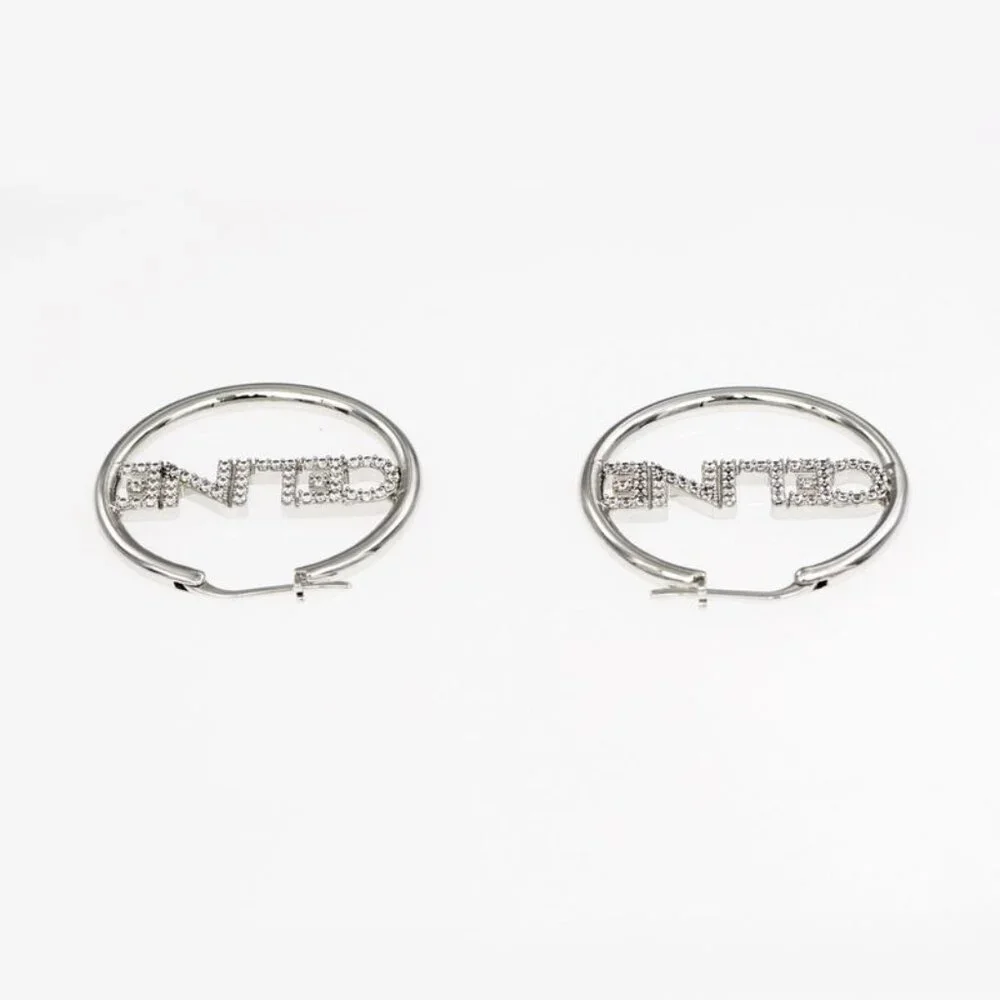 Celine Earrings Hoop Earrings Crystal Silver Color Pair Accessories - Picture 5 of 10